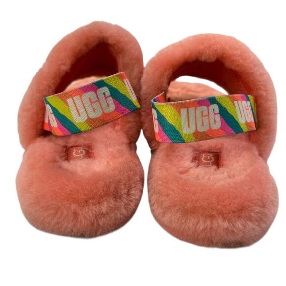 UGG Kids Fluff Yeah Rainbow Sherpa Slides Size 5 - Picture 3 of 8